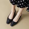 Ladies Pumps Office Retro Square Toe With Medium Heels Women's Shoes Spring and Autumn Young 2025 Trend Popular Slip On Footwear