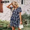 GMXIA Women's Fashion Summer Spring Short Sleeve V-Neck Casual Dresses