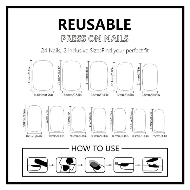 24 Pcs Coconut Tree Stick on Nail Gradient Artificial Nail Short Square False Nail Glossy Press On Nail for Woman Girls