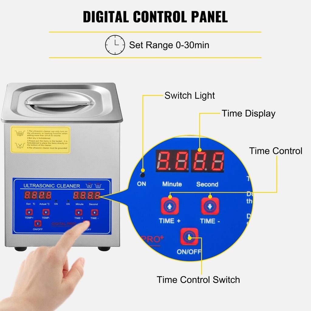 Ultrasonic Cleaner 1.3L Ultrasonic Cleaning Device with Heater Timer 60W