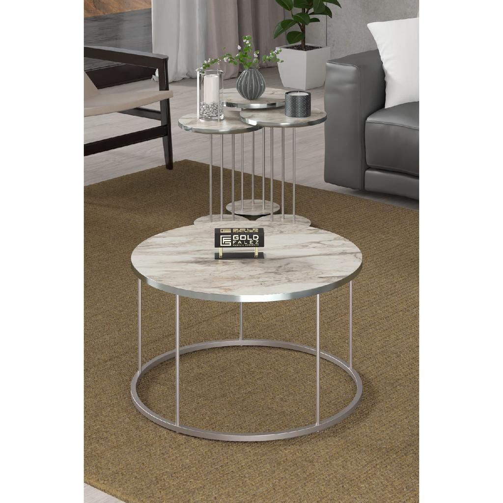 Coffee Table And Nesting Table Terra Silver White