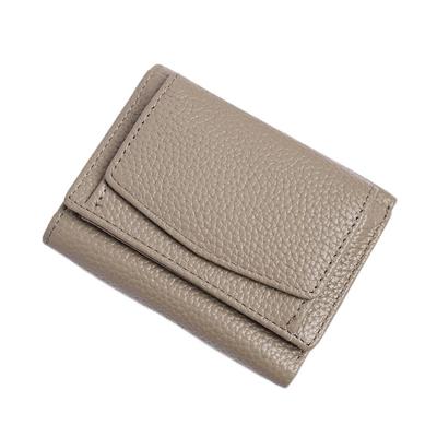 ChicBlend Tri-fold Wallet for Women and Men, Genuine Leather, Small Wallet with Skimming Protection, Coin Purse, Lightweight, Compact, RFID (Gray)