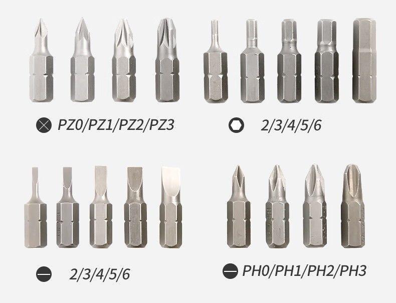 Jieli Electric Screwdriver Bit Set - Slotted & Phillips Heads