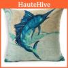 Luxurious 18" Blue Sea Animal Cotton Linen Sofa Pillow Case For Chic Home Decor