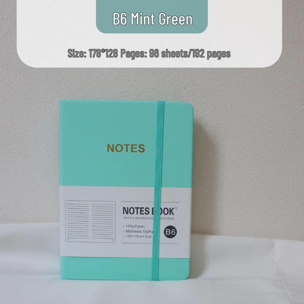 B6 Soft Leather Notebook with Thickened Inner Pages and Binding Strap, Portable Diary