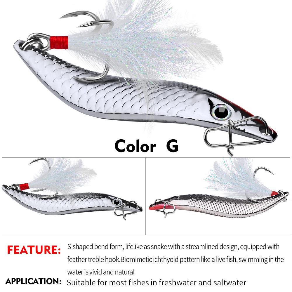 

S-Type Long Cast Spinnerbait Leech Jig Lure with Blood Groove and Feather Hook for Bass Fishing 7g