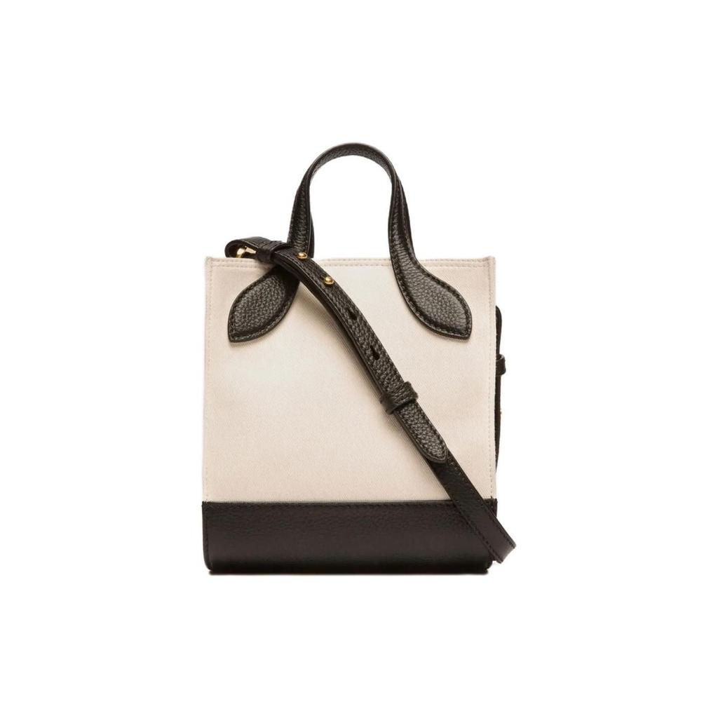 Bally Bar Leather Tote Bag With Gold Metal Accents Mini Women Tote Bags White 6306502