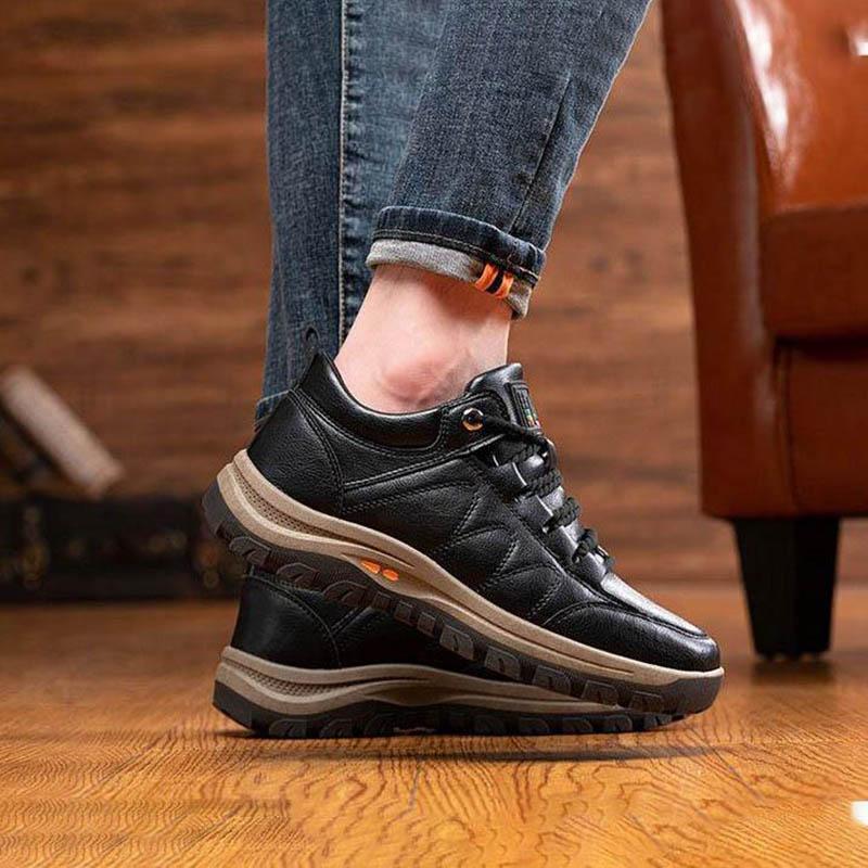Podzimní a zimní pánské kožené boty Ležérní mokasíny Neklouzavá měkká podešev Obuv pro středního a staršího tatínka Ploché boty