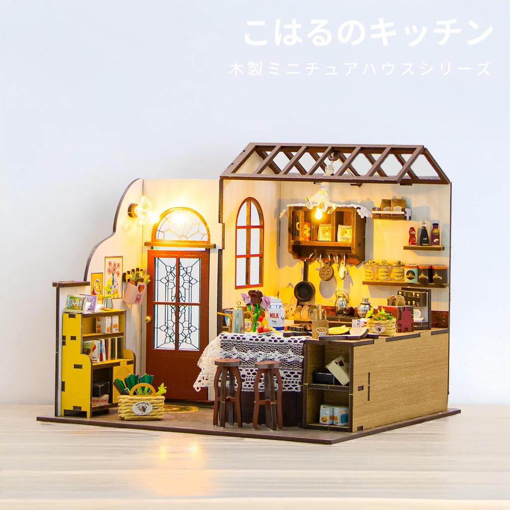 CRESYMME Dollhouse Miniature Kit, Wooden 3D Puzzle, DIY Handmade for Adults (Koharu's Kitchen)