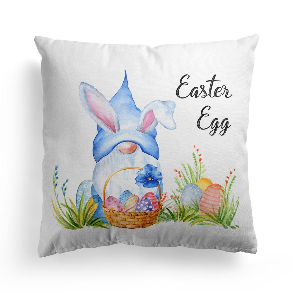 New Spring Easter Pillow Case Bunny Flowers Wreath Peach Skin Fleece Print Pillow Clothes Cover