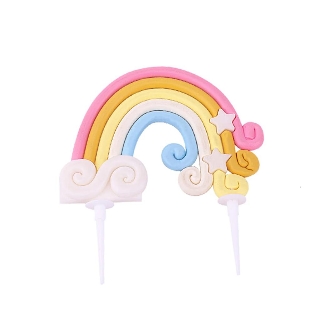 Topper Torta Arcobaleno Argilla Morbida Decorazione Torta Arcobaleno Colorato Tema Arcobaleno Torta per Festa di Compleanno Decorazioni Torta Forniture