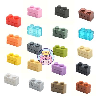 50 Stück Wandgestreifte Ziegel MOC 1x2 Bausteine Spielzeug Palast Burg Kreative Figuren Militärhaus Wand Transparente Teile