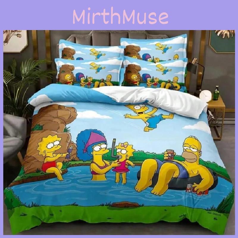 The Simpsons Cartoon Bedding Set With Reactive Dye Printing For Modern Home Decor