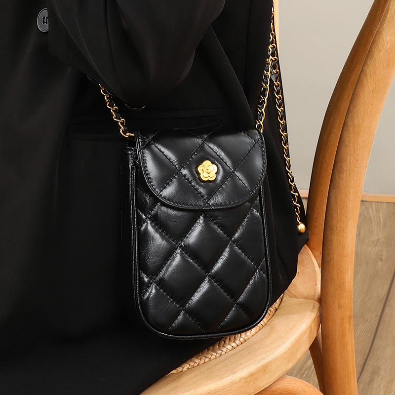 Ny Allsidig Crossbody High-end Lett Luksus Kjede Mobiltelefon Mini Veske Ekte Skinn Dameveske
