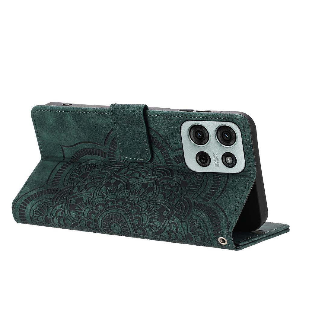 Für Motorola Moto G75 5G Hülle mit 2 Stück Panzerglas WANLONFENG MTL Serie Mandala Leder Handyhülle