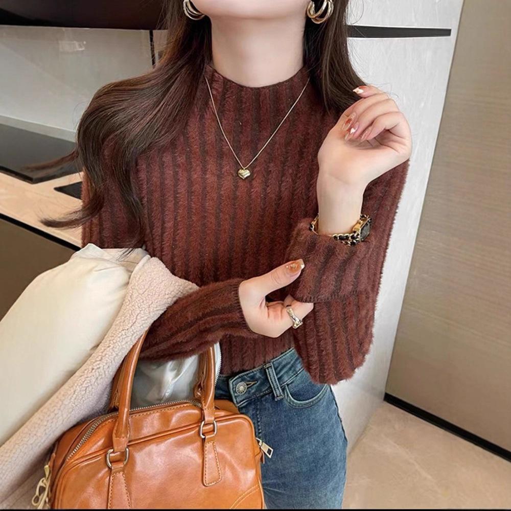 Gentle Sweater High Neck Pullover Knit Thick Women's Plush Autumn and Winter
