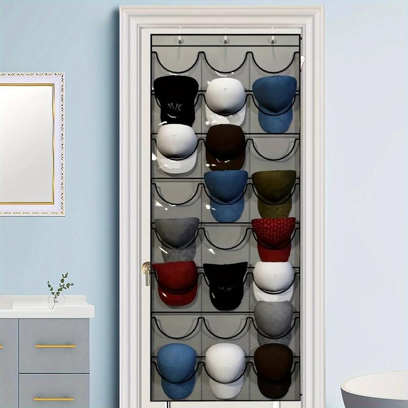 Premium 24-Pocket Over-the-Door Baseball Cap Organizer - Dustproof Space-Saving Hat Storage & Display Rack