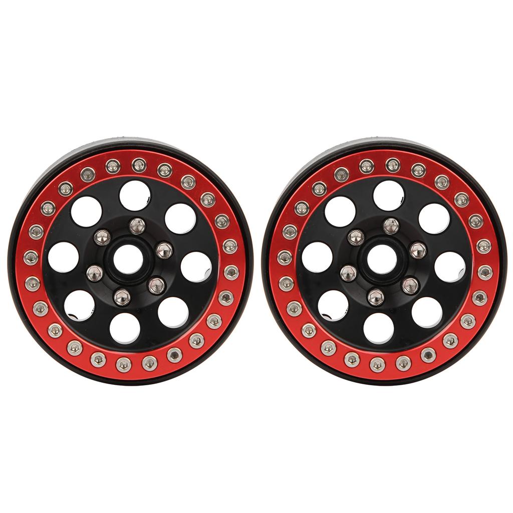 2Pcs 1.9 in RC Car Adhesivefree Aluminium Alloy Wheel Hub 8 Round Hole Accessory(black gold )