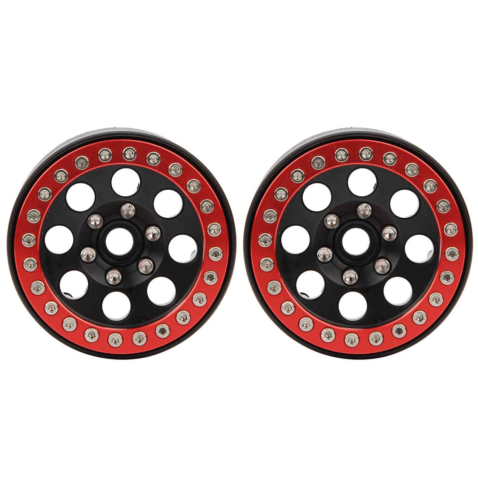 

2Pcs 1.9 in RC Car Adhesivefree Aluminium Alloy Wheel Hub 8 Round Hole Accessory(black gold ) Red Black