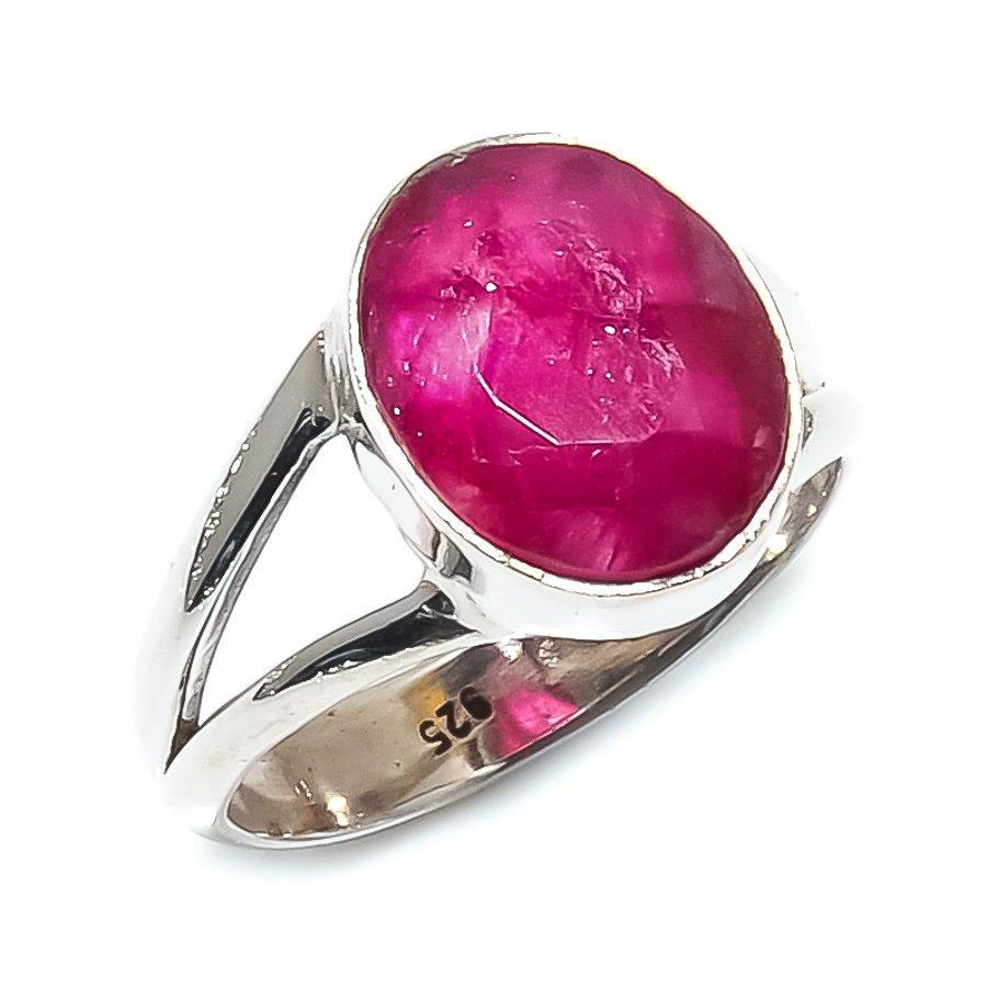 Red Ruby(Simulated) Gemstone Handmade 925 Sterling Silver Gift Ring S.5.5 Y1I52