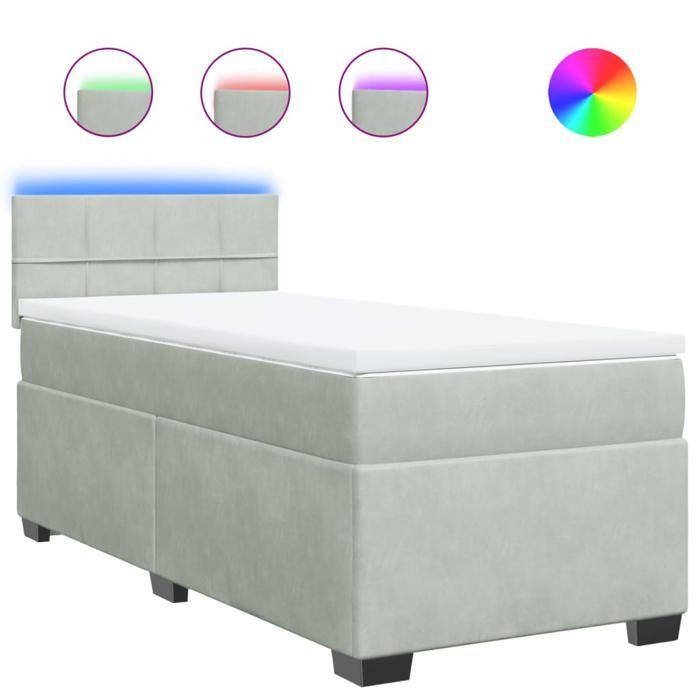 Maison Exclusive - Bed Slatted Base and Mattress Light Grey 90x190 Cm Velvet