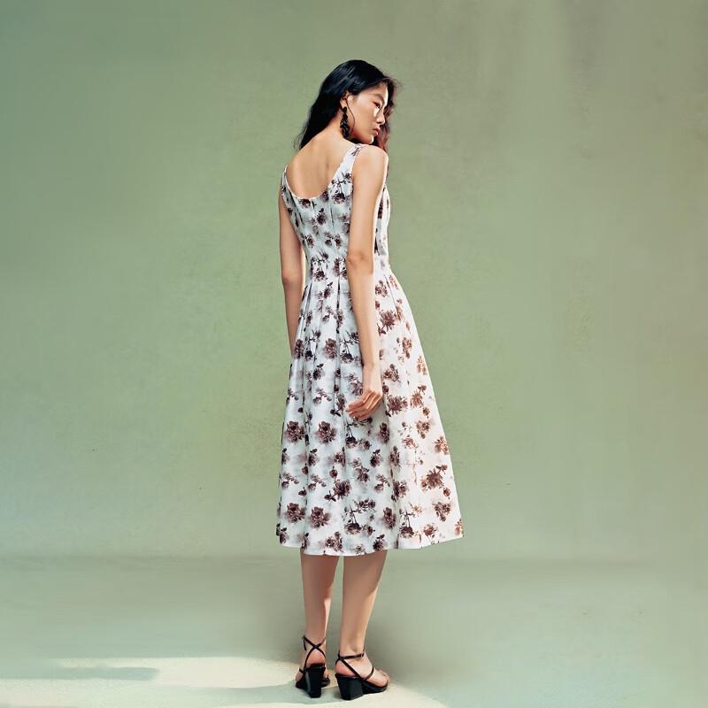 VEROMODA Women's Pleated Floral Spaghetti Strap Maxi Dress