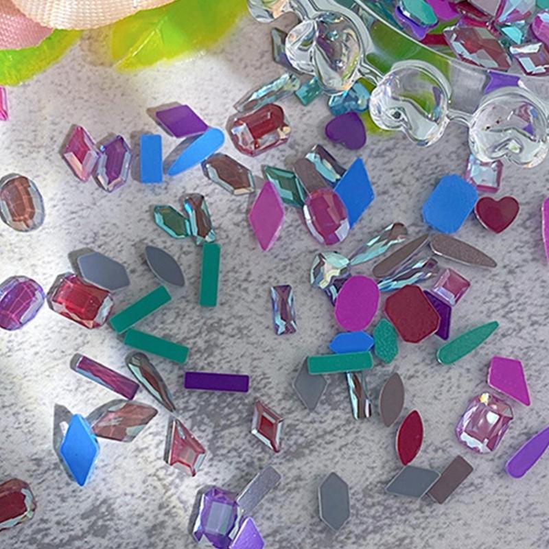 100PCS Rhinestones Nail Decorations Colorful Rhinestones Nail Art Charms Irregular Nail Art Rhinestones for Nail Design