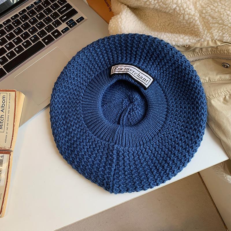 Warm Cozy And Cotton Beret For Women Trendy Knitted Hat White In