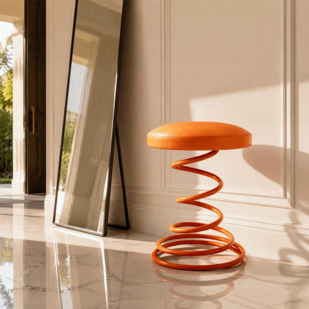 Luxury Modern Iron Spring Stool Minimalist Design Light Luxury Restaurant Stool Creative Stool Low Stool Bar Stool Living Room