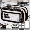 2025 New Little Black Cat Transparent Pencil Case for Girls - Trendy Stationery Box for Elementary, Middle, and High School Students