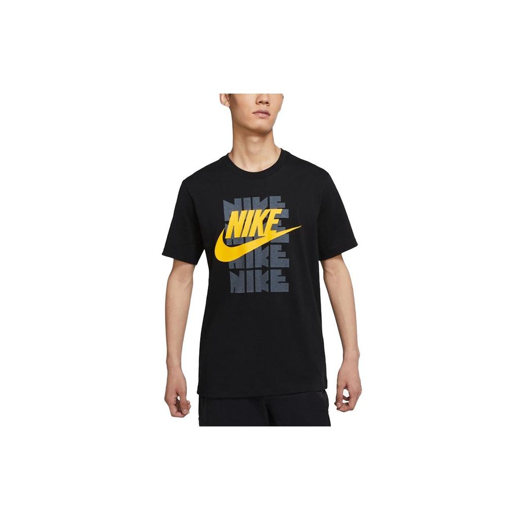 Nike Sportswear Casual Breathable Letter Print Crew Neck Short Sleeve T-Shirt Men Tops Black DD3382-010