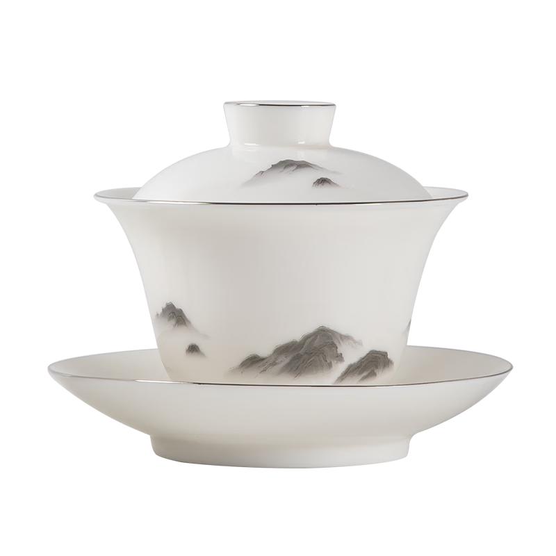 Gold-Inlaid Jade Style Porcelain Gaiwan