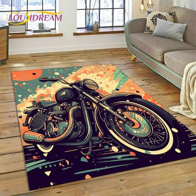 Motocross Modern retro Motorkerékpár Szőnyeg Szőnyeg Nappali Hálószoba Lakásdíszítéshez, Csúszásmentes Padlószőnyeg Díszítés Kanapéhoz Bejárat Szőnyeg