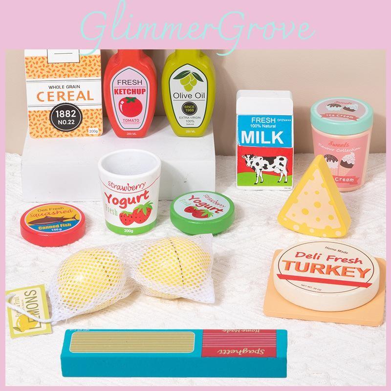 Simulation Wooden Milk Pasta Cheese Flavored Ice Cream Children Set Toys