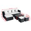 4 piece Garden Lounge Set with Cushions Poly Rattan Black