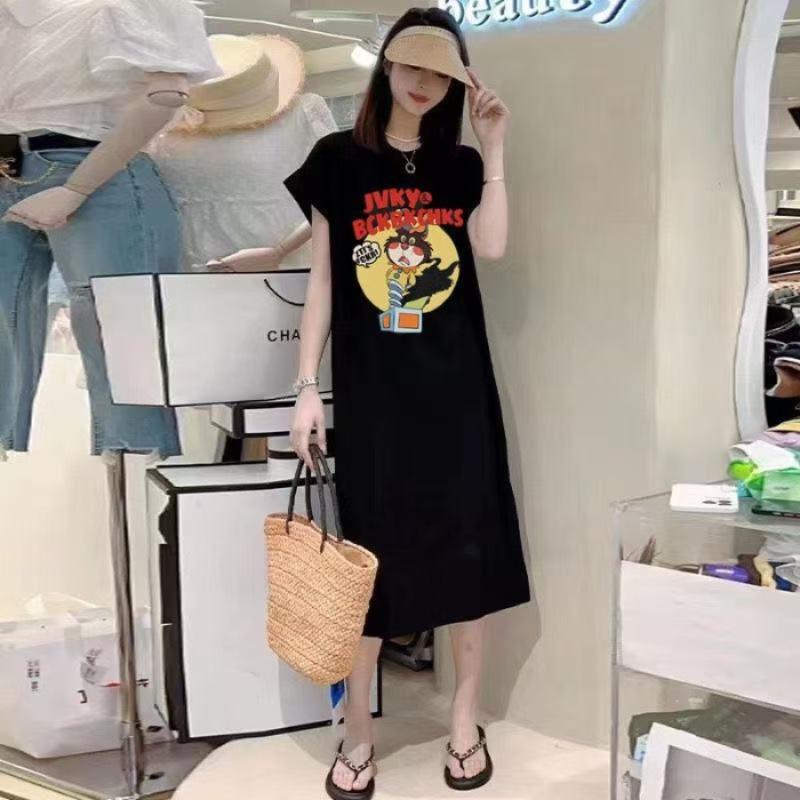 

Casual Korean-style Mid-length Over-knee Loose Street-walking Dress 4XL чорний