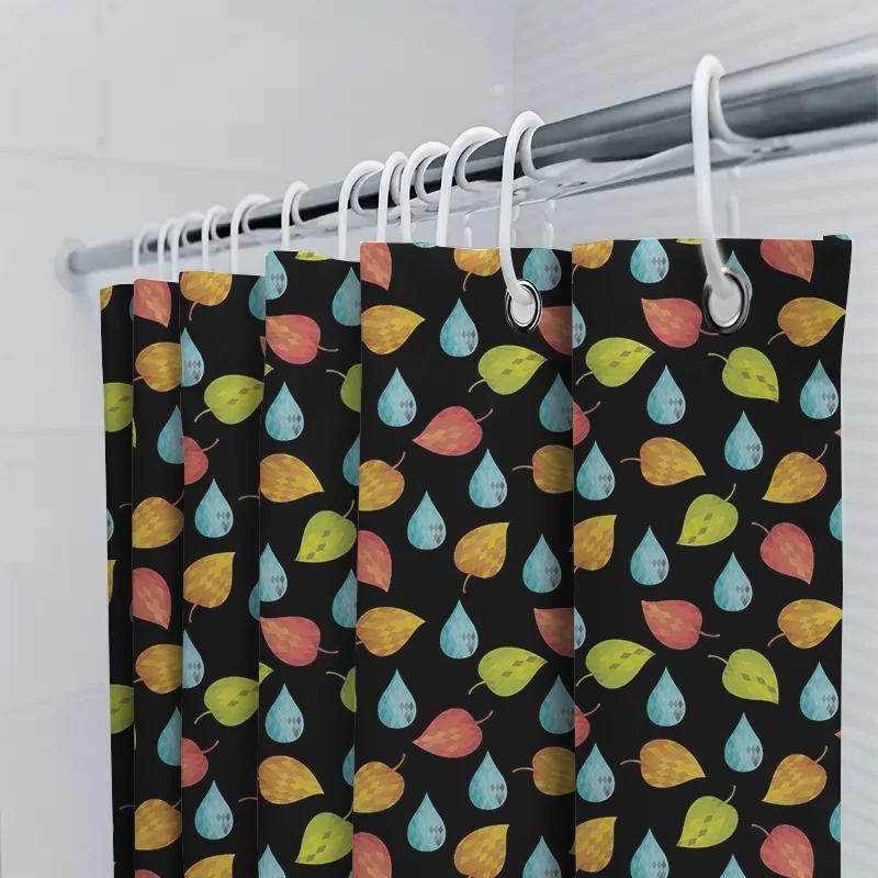 Colorful Leaves Shower Curtain Water Drop Printed Bath Accessories Modern Waterproof Fabric For Bathroom Decorations Available