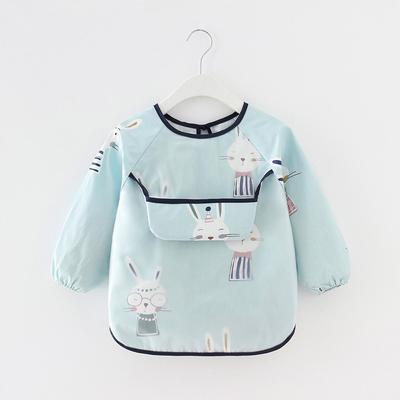 Waterproof Cotton Long-Sleeve Smock with Pocket for Kids