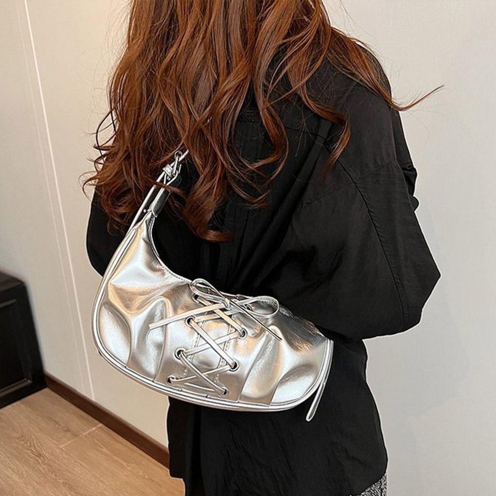 New PU Leather Women Shoulder Bag Pleated Casual Handbags Retro Large Capacity Crossbody Messenger Bag Daily Use