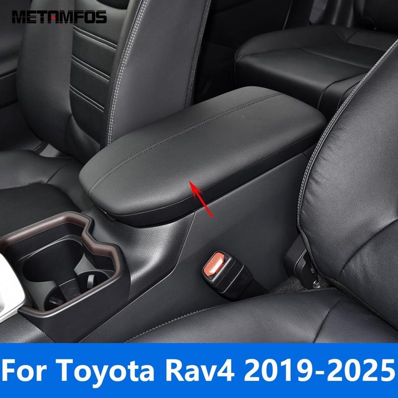 Center Console Armrest Storage Box Cover Trim For Toyota Rav4 Rav 4 -2024 2025 Wood Grain Interior Accessories Car Styling