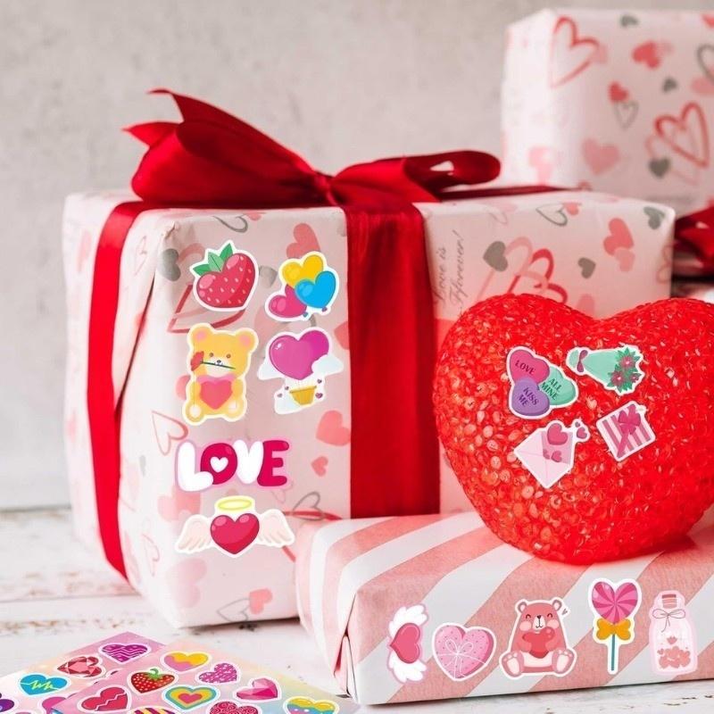 110/220 Pcs Heart Valentine Stickers for Wedding Anniversary Craft Valentine Love Sticker for Girls Activities Gifts Party Favor