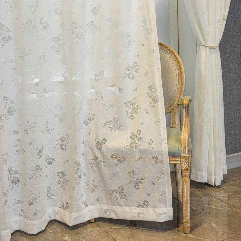 White Embroidered Peach Blossom Sheer Curtains, Semi-Transparent  for Bedroom and Living Room, Living Room Drapes | Elegant Window Treatment |