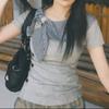 2KWEIRD Magliette in Cotone Abbigliamento Donna Moda Irregolare Camisetas Top Y2k Ropa Mujer Tartan Colletto da Marinaio Kawaii Magliette Estive