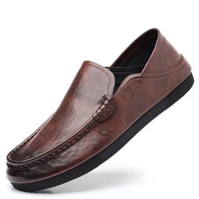 FashionSpring Autumn New Designer Men's Loafers Fashion British Style Retro Soft-soled Casual Leather Shoes for Men