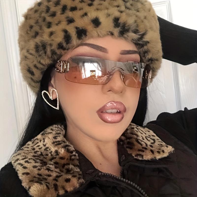 One-Piece Rimless  Wrap Around Fashion Sunglasses For Women Men With Hollow Temple Hip Hop Outdoor Eyewear