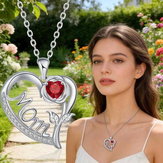 Halskette mit Liebesbotschaft „Mom“ und Rosenanhänger aus einer eleganten Legierung – das perfekte Geschenk zum Muttertag, für jeden Tag und für Partys.