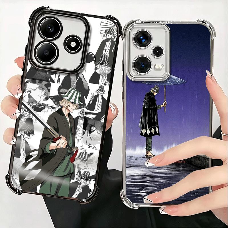Bleach Kisuke Urahara Plating Phone Case For Xiaomi Redmi Note 14 15 Pro Plus 13 12 11 11S 11T 10 9S 9 5G Anti-Fall Airabag Cove