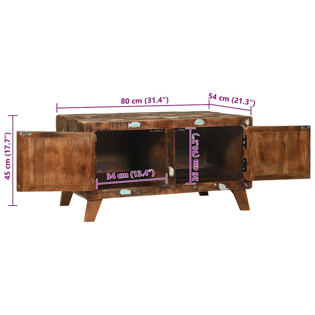 Multicolored Coffee Table Solid Upcycled Wood