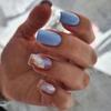 Blue Graffiti Gradient Nail Tips: Enhance Autumn & Winter Style with European & American Press-On Nails