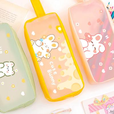Pencil Case High Capacity Dust-proof Portable Cartoon INS Transparent Pencil Bag for Daily Use